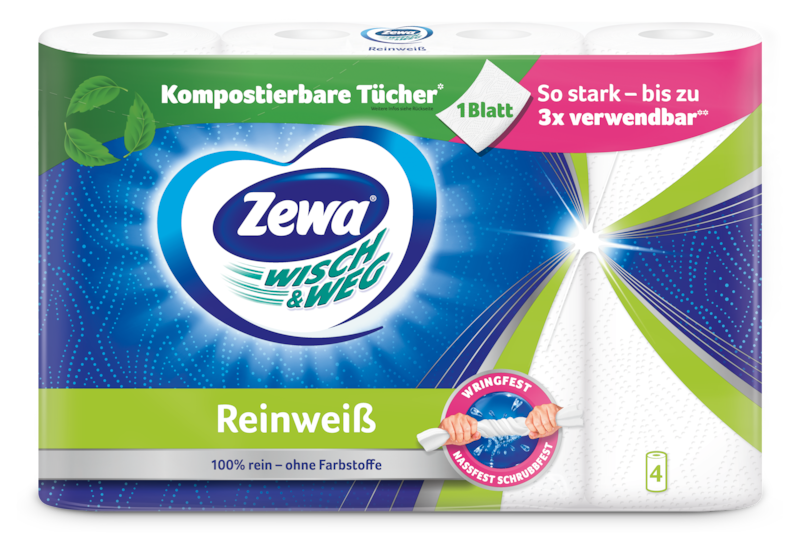 Zewa Keukenrol 2-laags – verpakking 4 rollen, Power-X™ structuur
