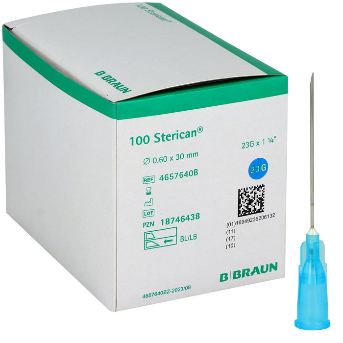 Sterican® injectienaald 23G x 1¼” (0,60 x 30mm) Blauw – steriel, 100 stuks, Luer/Luer-Lock compatibel