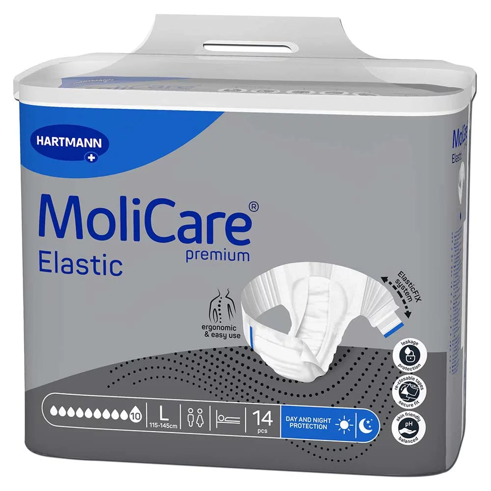 MoliCare Premium Elastic 10 druppels maat L incontinentieslip met hoge absorptie en huidvriendelijk materiaal
