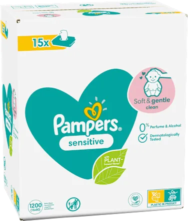 Pampers Sensitive Babydoekjes - 0% Alcohol, Zachte Reiniging