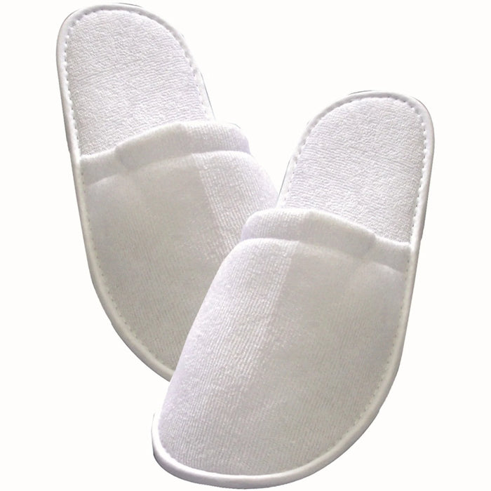 Witte wegwerpslippers universele maat, polyester bovenkant en EVA-zool, paargewijs verpakt, verpakking 100 paar / 200 stuks