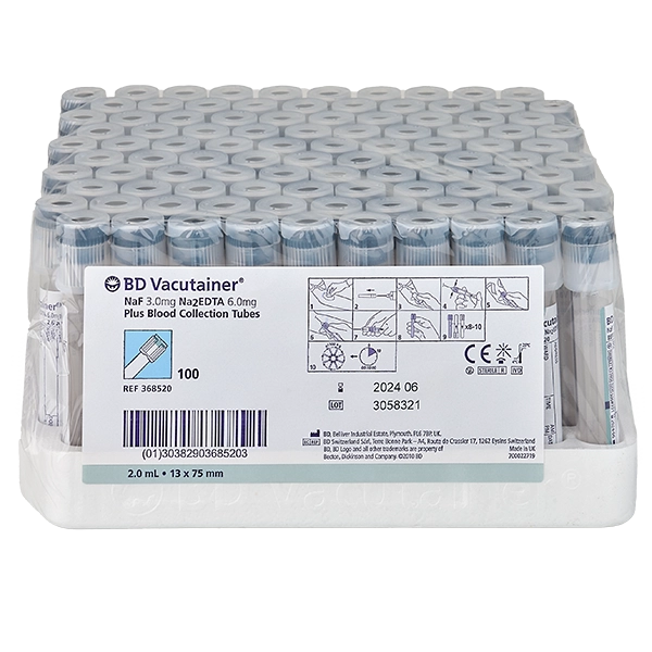 BD Vacutainer® 2 ml Fluoride/Oxalaat grijze bloedafnamebuis