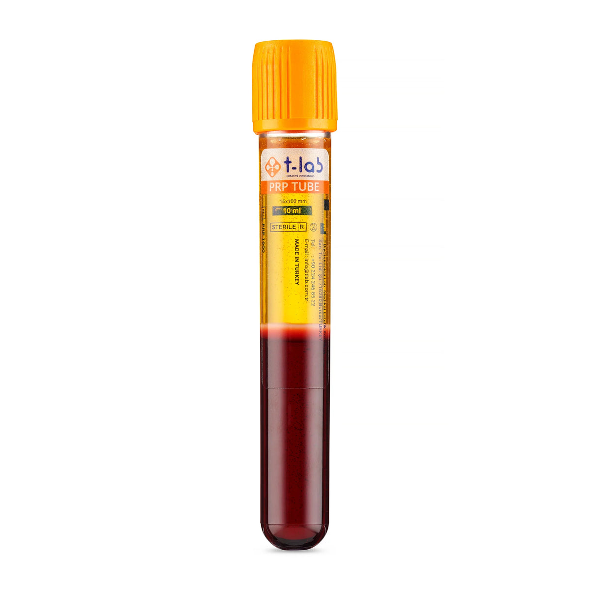 T-LAB PRP Tube 10 ml voor de bereiding van Platelet-Rich Plasma