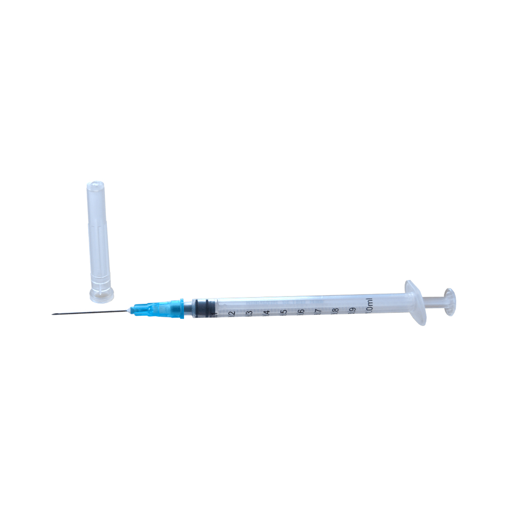 Fijndoseerspuit 1 ml Jiangsu met vaste naald 0,6 x 25 mm – 3-delig, latexvrij, steriel verpakt