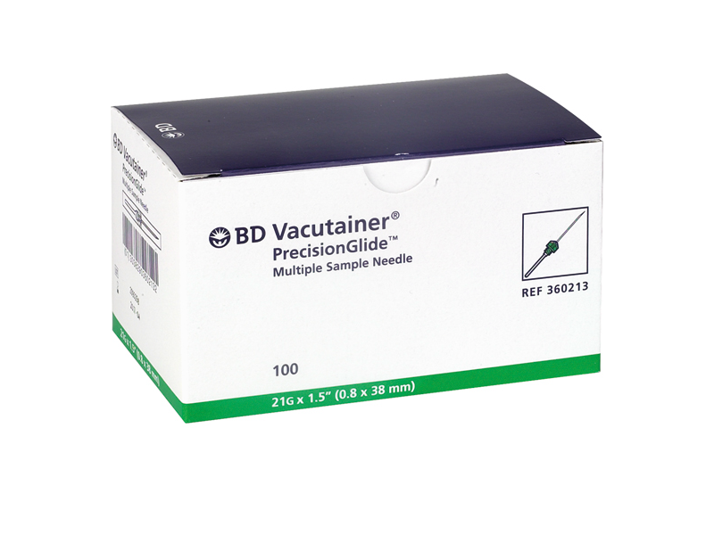 BD Vacutainer PrecisionGlide™ bloedafname naald 21G × 1½" (0,8 × 38 mm) – groen – doos 100 stuks