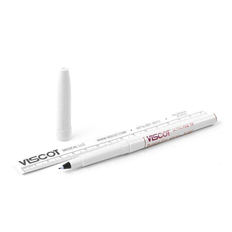 VISCOT huidmarkeerstift extra breed met liniaal – medische huidmarker met paarse inkt voor duidelijke en brede markeringen.