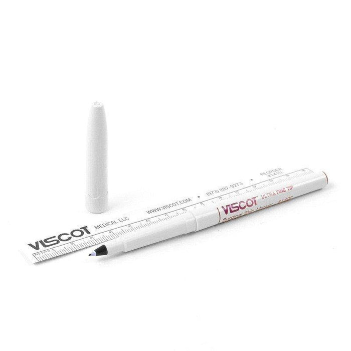 VISCOT huidmarkeerstift extra breed met liniaal – medische huidmarker met paarse inkt voor duidelijke en brede markeringen.