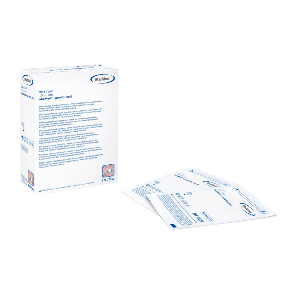 MaiMed Porefix eilandpleister 10×20 cm met wondkussen steriel
