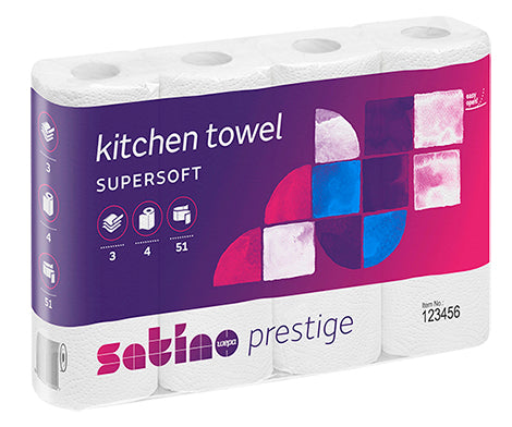 Satino Prestige Keukenrollen 3-laags – verpakking 4 rollen premium kwaliteit