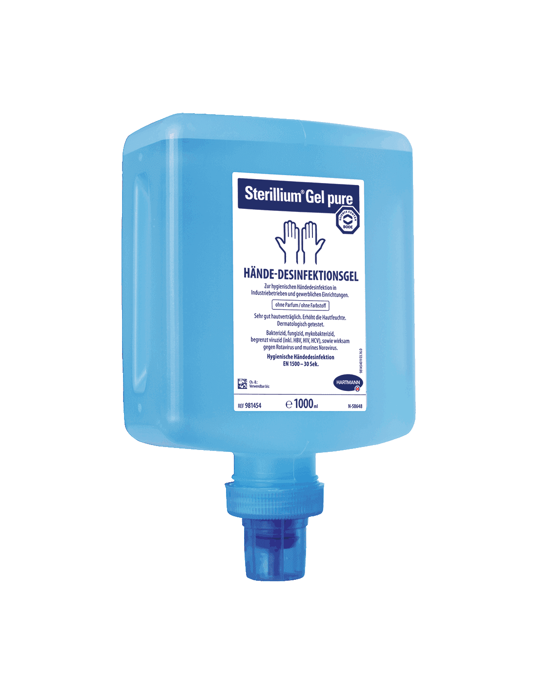 Sterillium® Gel pure CleanSafe 1 liter navulfles met pomp – propanol handdesinfectie, parfumvrij en huidvriendelijk