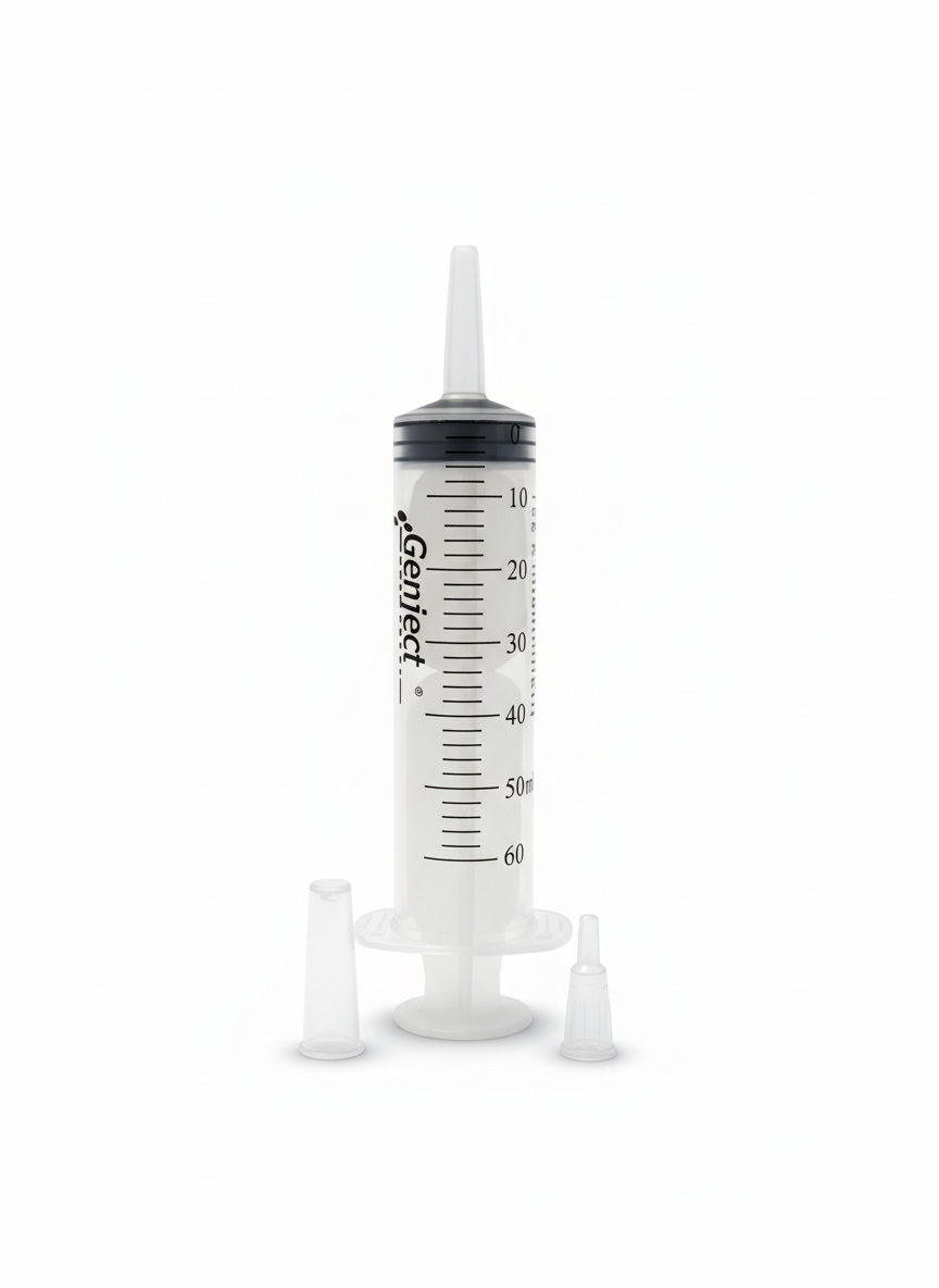 Genject 50ml voedingsspuit met kathetertip - voor sondevoeding en medicatietoediening – verpakking van 60 stuks