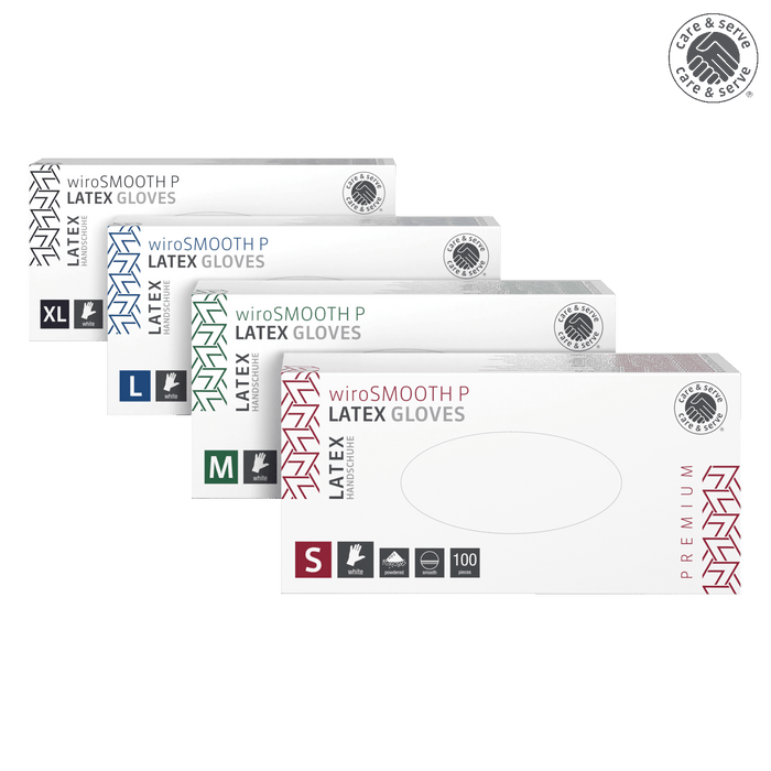 wiroSMOOTH witte latex handschoenen gepoederd voor de zorg en medische toepassingen