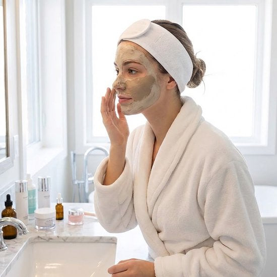 Witte Badstof Hoofdband met Klittenband