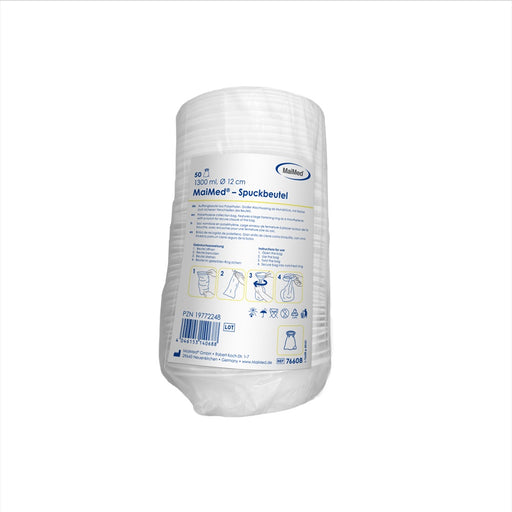 MaiMed spuugzakjes 1300 ml – scheurbestendig en lekvrij LDPE met stevige sluitring en mondstuk