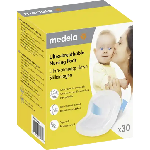 Medela Safe & Dry ultra dunne zoogkompressen – 1,3 mm discreet, ademend en absorberend, verpakking 30 stuks