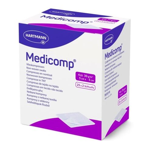 Medicomp® non-woven kompres 5 × 5 cm steriel en luchtdoorlatend