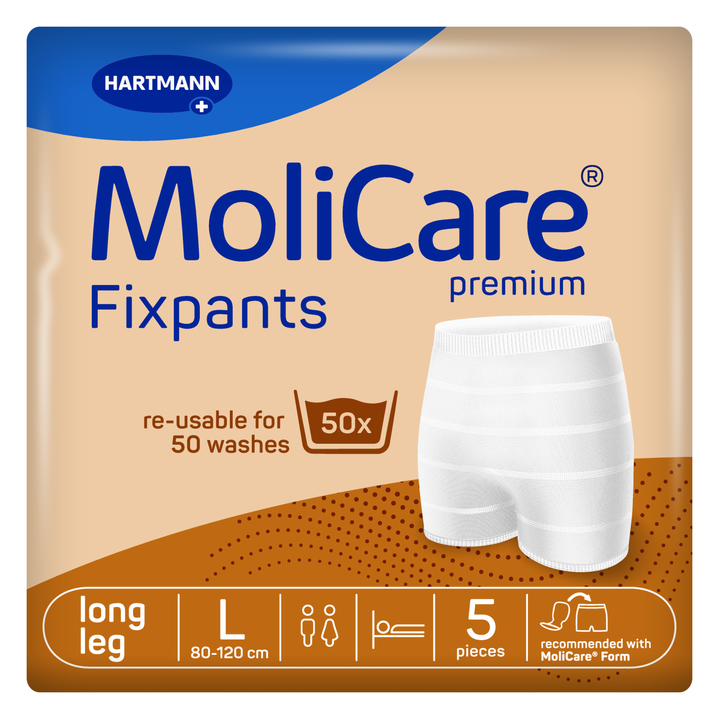 MoliCare Premium Fixpants L fixatiebroekjes, 5 stuks verpakking.