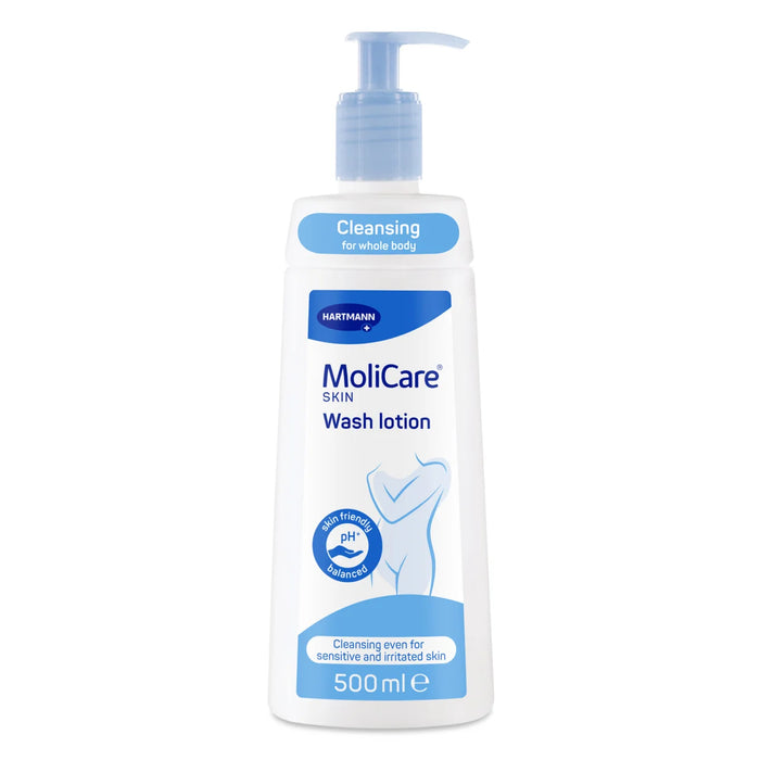 MoliCare® Skin Clean Waslotion – 500 ml fles, pH-neutraal, met panthenol en amandelolie, geschikt voor oudere en gevoelige huid