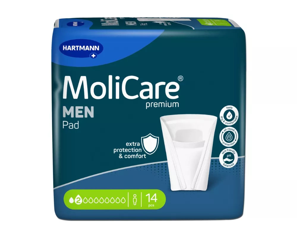 MoliCare® MEN Pad 2 druppels – discrete inlegger voor mannen met licht tot matig urineverlies