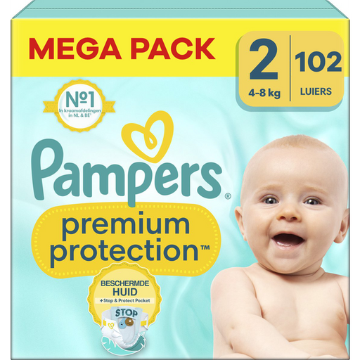 Pampers Premium Protection maat 2 maandbox 102 luiers – extra zacht, veilig en dermatologisch getest