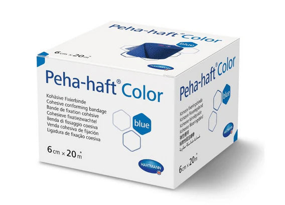 Peha-haft fixatiezwachtel blauw 20 meter in 6 cm