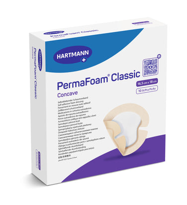 PermaFoam Classic Concave 16,5x18 cm schuimverband van Hartmann voor hiel en gewrichtswonden met kleefrand