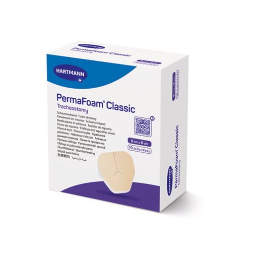 PermaFoam Classic Tracheostomy 8x8 cm schuimverband van Hartmann met uitsparing voor tracheacanule