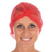 Rode Clip Cap haarnetten Ø 58 cm van non-woven PP, CE-gecertificeerd, comfortabele pasvorm, verpakking 100 stuks