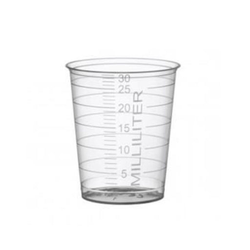 Transparante medicijnbekers 30 ml van kunststof, verpakking 80 stuks