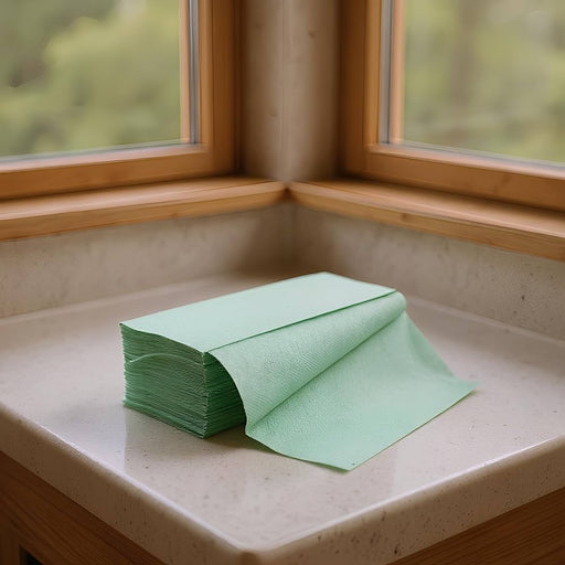 V-Fold papieren handdoekjes 1-laags van gerecycled papier, groen, 5000 stuks.
