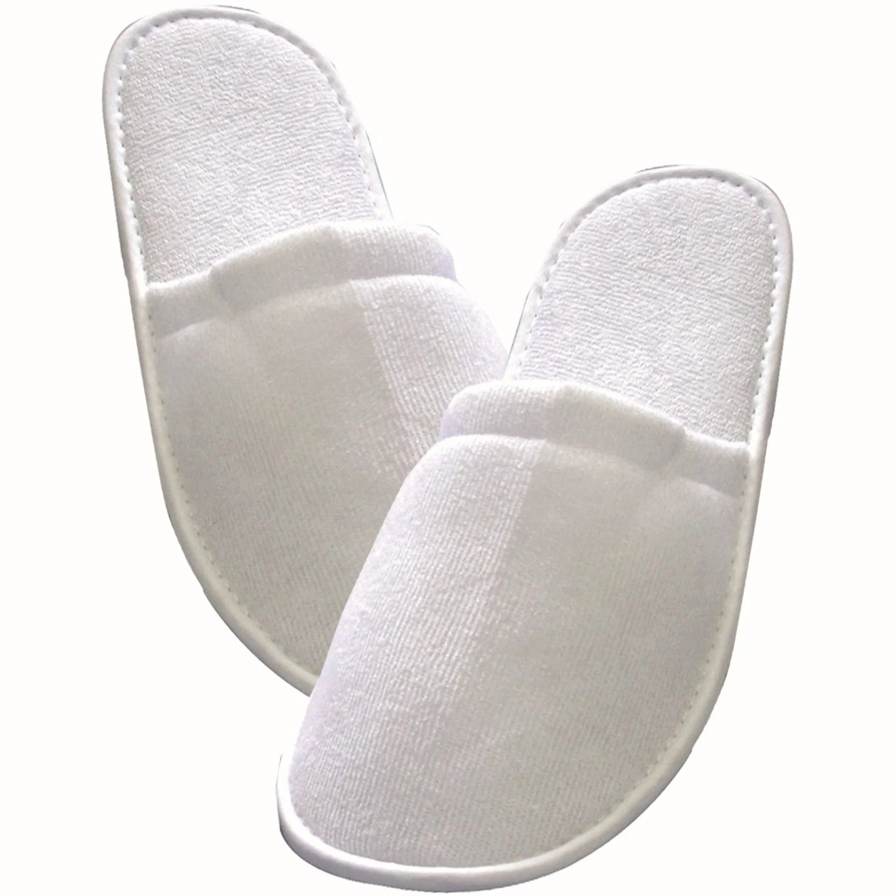 Witte wegwerpslippers universele maat, polyester bovenkant en EVA-zool, paargewijs verpakt, verpakking 100 paar / 200 stuks