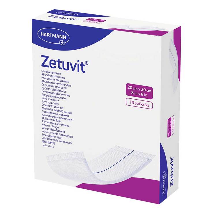 Zetuvit absorberend kompres 20x20 cm steriel