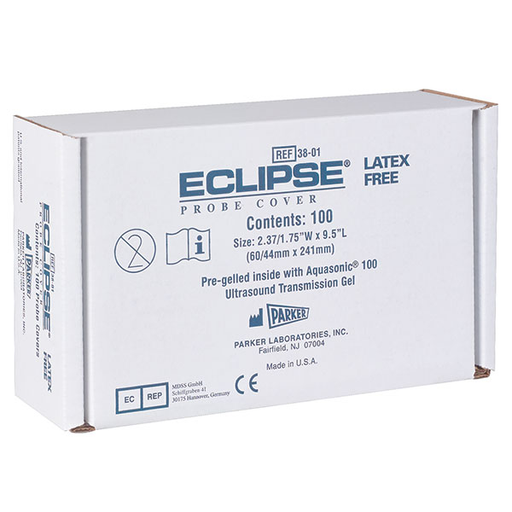 Parker Eclipse ultrasone probe covers latexvrij, 100 stuks per doos – gebruiksklare beschermhoezen voor endohalte ultrasone sondes met Aquasonic 100® transmissiegel