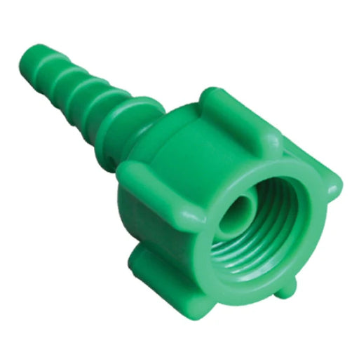 Tweedelige draaibare kunststof slangaansluiting voor zuurstofslangen – 6 mm, 9/16" schroefdraad