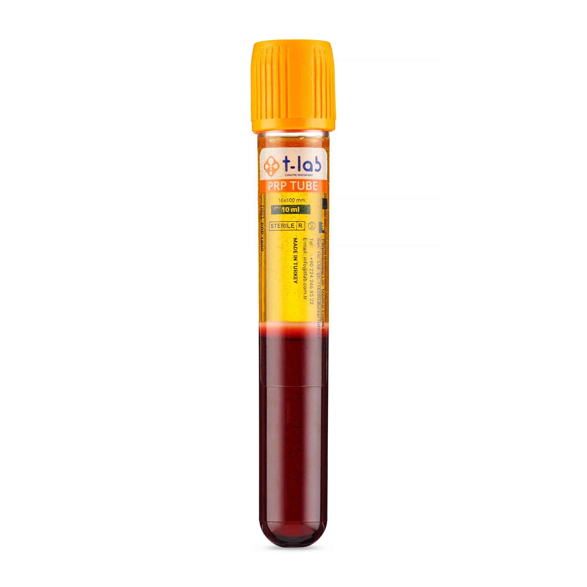 T-LAB PRP Tube 10 ml voor de bereiding van Platelet-Rich Plasma