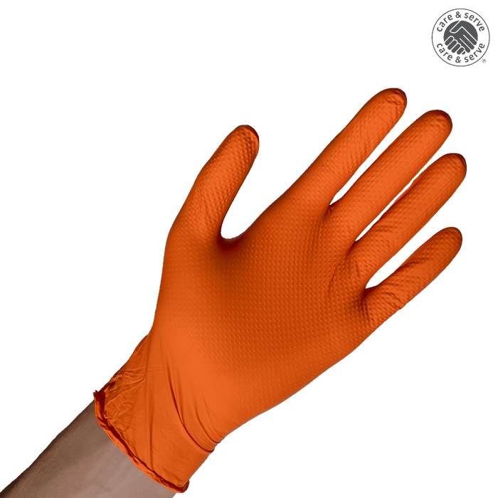 Oranje Nitril Handschoenen met Diamantstructuur - Extra Grip, 100 stuks