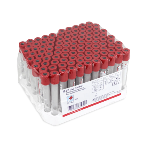 BD Vacutainer serumbuisje 6ml rood-transparant met stollingsactivator, doos 100 stuks