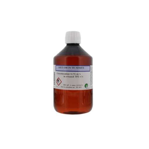 Chloorhexidine in alcohol 70% – 1 liter Chempropack Orphi Farma, krachtig huid- en wonddesinfectiemiddel.