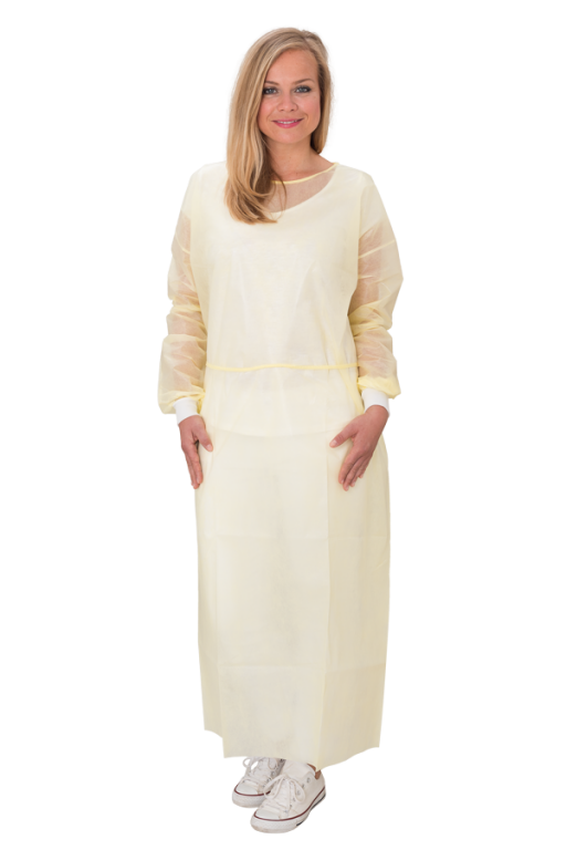 Geel Non-Woven Isolatieschort PP - Volledig met PE coating - 10 stuks