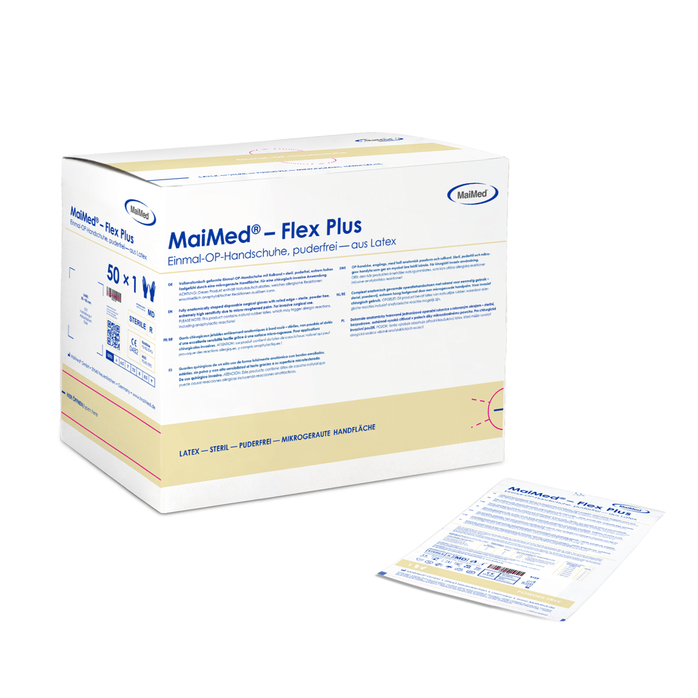 MaiMed® Flex Plus PF – Steriele Latex Chirurgische Handschoenen (PPE III, AQL ≤ 0,65)