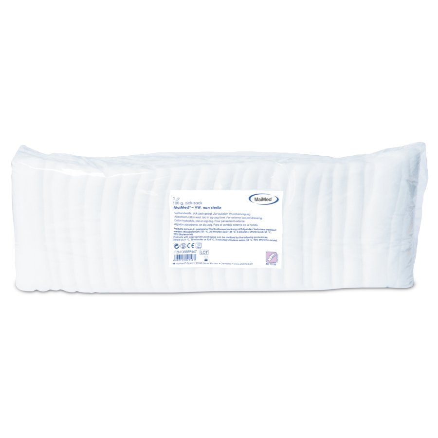 MaiMed katoenen watten 250 g, 100% katoen, hoog absorberend in hersluitbare zak