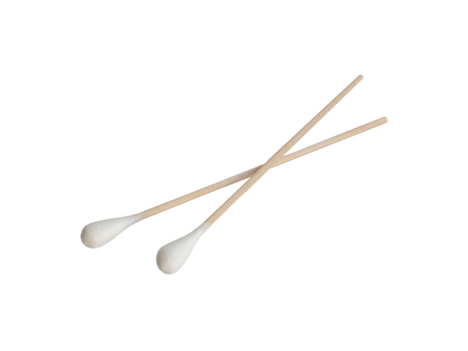 Maimed houten wattenstaafjes met grote katoenen tip Ø 10 mm, 15 cm, verpakking van 50 stuks