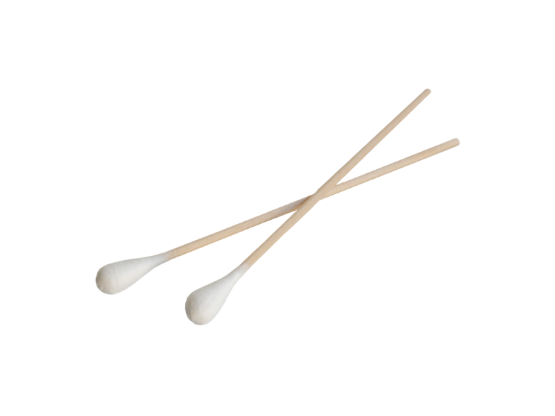 Maimed houten wattenstaafjes met grote katoenen tip Ø 10 mm, 15 cm, verpakking van 50 stuks