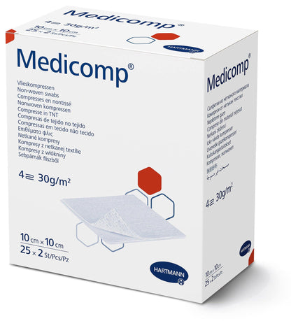 Medicomp® non-woven kompres 10 × 10 cm steriel en luchtdoorlatend