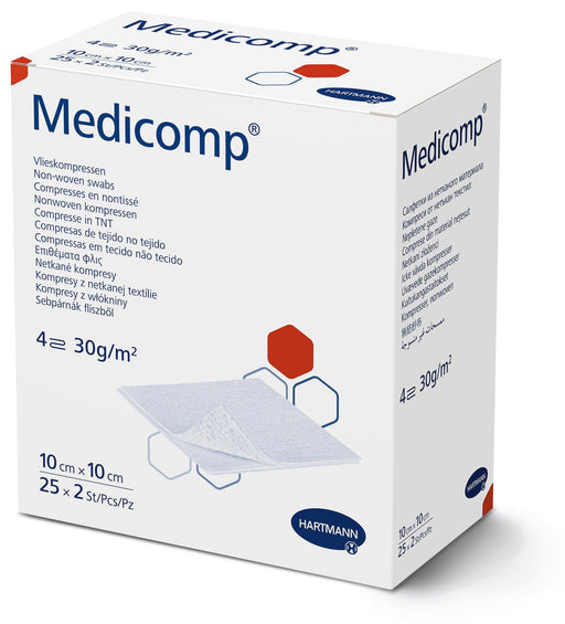 Medicomp® non-woven kompres 10 × 10 cm steriel en luchtdoorlatend
