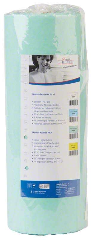THIENEL Dental patiëntenservetten lichtgroen 32x45 cm – absorberend, waterdicht, optionele halsopeningen, verpakking 250 stuks